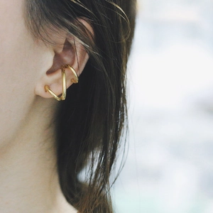 Minimalist 18K gold plated stainless steel multi-line ear cuff for women fashion jewelry