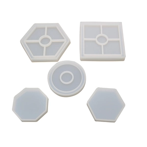 Five-piece set of geometric silicone coaster molds for DIY epoxy resin and crystal crafts
