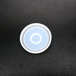 Overhead view of a round double-ring silicone mold for resin DIY coaster casting