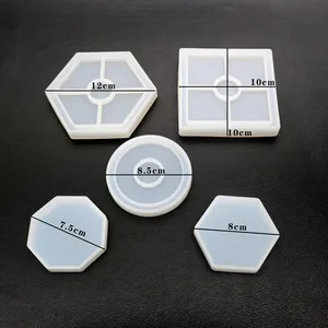 5-piece geometric silicone mold set for DIY crystal resin coasters in various shapes