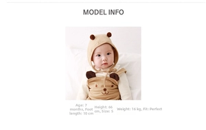 Detail of warm brown bear theme baby socks set with soft embroidery and model info