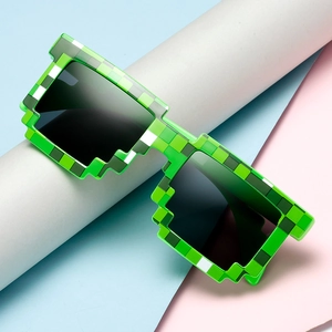 Pixel Style Sonnenbrille Quadratischer Rahmen Karomuster Retro Kunststoffrahmen UV-Schutz Party Neuheit Brillen