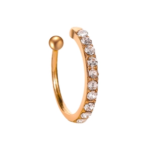 Classic gold ear cuff with sparkling pavé zircons and a small decorative metal bead