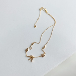 Elegant 925 sterling silver bird and flower necklace with gold plating for women