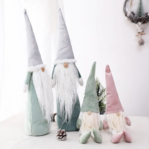 Christmas Gnome Plush Decoration Nordic Swedish Tomte Ornament Sequined Tall Hat Long Beard Holiday Home Tabletop Decor