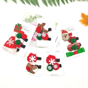 Christmas hair clips set with festive hats, trees, and bows for kids and girls