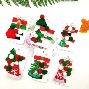 Christmas Hair Clips Kids Girls Holiday Headwear Cloth Sequin Knitting Cartoon Santa Claus Reindeer Tree Bows Accessory