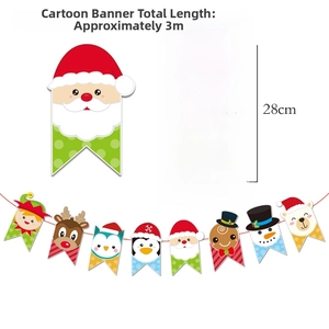 Detail of Christmas banner showing 28x18.5cm cartoon pendants and 3m total length