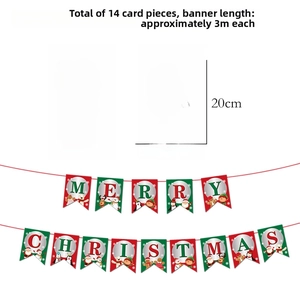 Detailed size view of 3m Merry Christmas paper banner with Santa and reindeer motifs