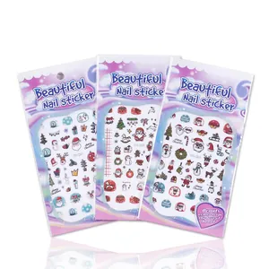 Waterproof Christmas nail art stickers set featuring Santa, reindeer, and snowman designs