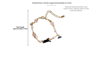 Japanese style bracelet with cherry blossom, cat, and Fuji mountain charms with measurements