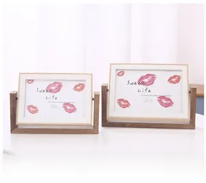 Minimalist Nordic rotating wooden picture frames in 4x6 and 5x7 inch sizes for desk decor