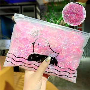 Colorful high-elastic disposable hair bands in a matte frosted zipper storage bag