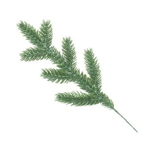 Artificial pine needles branch for Christmas DIY decor on a white background