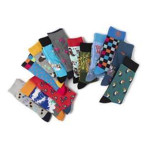 Chaussettes colorées en coton avec motifs d'animaux variés et rayures stylées