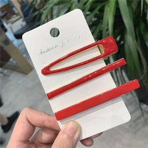 Set di 3 fermagli per capelli rossi color caramello con modelli a goccia e rettangolari