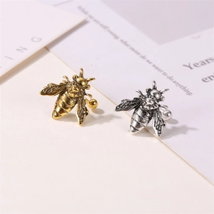 Creative vintage bee-shaped ear cuff in antique gold and silver alloy finish