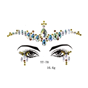 Iridescent yellow crystal face jewels in patterns for forehead and eyes YT-78