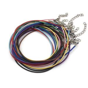 Assorted colorful DIY jewelry cords with durable lobster clasps and extension chains