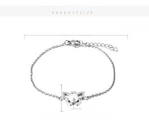 Detaillierte Größenangaben für Schmetterlings-Perlenarmband aus Edelstahl mit Muschel