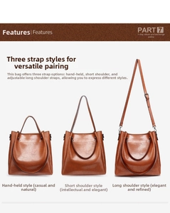 Three-way carry leather bucket bag with versatile straps for handbag or shoulder style