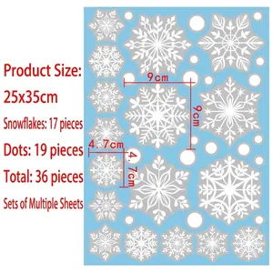Christmas snowflake window stickers set with 36 static decals for glass and home decor