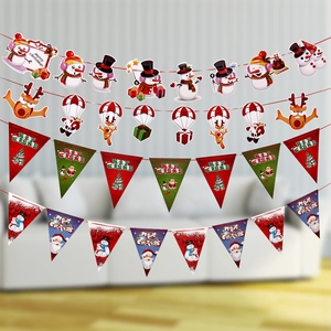 2.9m Christmas banner set with Santa and reindeer hanging flags for holiday decor