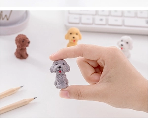 Cute cartoon poodle animal eraser for kids student stationery school supply gift creative toy.