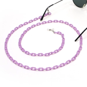 Light purple acrylic eyewear chain with oval links and silicone loops for sunglasses