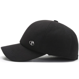 Mens thick winter baseball cap with ear protection and warm fleece lining in black color