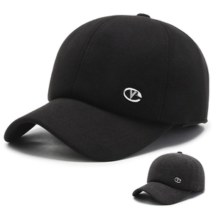 Men Winter Baseball Cap With Earflaps Thick Warm Padded Polyester Adjustable Hat For Middle Aged Elderly Dad Grandfather