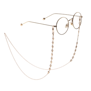 Lunettes rondes dorées avec chaîne antidérapante en métal à motif couronne
