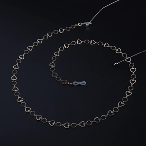 Goldene Brillenkette mit Herz-Gliedern und verstellbaren Silikonschlaufen für Damen