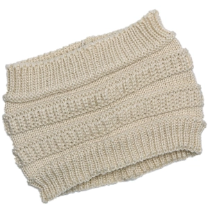 Winter knitted headband in cream white with a wide ribbed design and textured finish