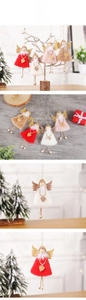 Detail of plush angel ornaments with glitter wings and sequin hearts for Christmas trees