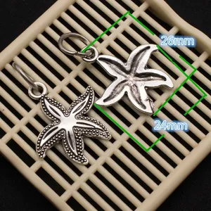 Detailed retro starfish alloy pendant set with 26mm and 24mm size measurements