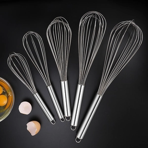Egg Whisk Manual Stainless Steel Kitchen Baking Tool Non-Magnetic Integrated Handle With Hanging Loop For Cream Batter