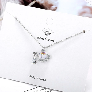 Exquisite silver teapot necklace with Aurora crystal and sparkling drop zircon pendant