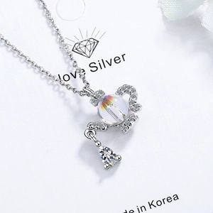 Elegant aurora teardrop crystal teapot necklace with silver plated choker chain for women