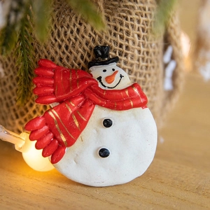 Cute snowman fridge magnet with red scarf and top hat for Christmas home decoration