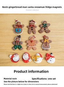 Macro shot of 3D resin Christmas fridge magnets set featuring Santa and Snowman