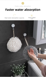Chenille hand towel hanging absorbent ball for kitchen bathroom fast drying washcloth