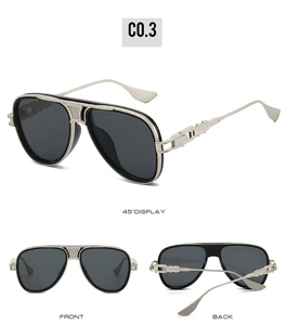 Detailansicht der Pilotensonnenbrille mit Metallgitter-Gravur am goldfarbenen Doppelsteg
