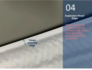 Detail showing the 10mm reinforced edges and explosion-proof sealing of the bubble mailer