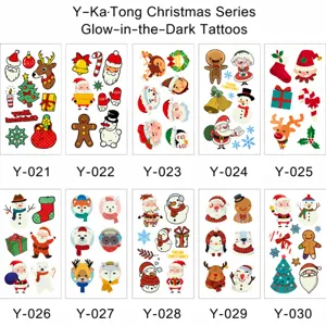 Christmas luminous cartoon tattoo stickers set for kids featuring Santa and reindeer designs