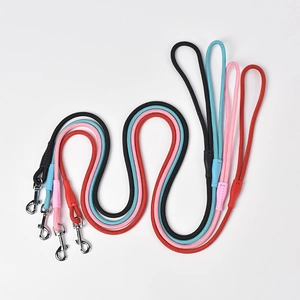Laisse réfléchissante en nylon pour chien en noir, bleu, rose et rouge avec crochets