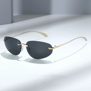 Occhiali Da Sole Senza Montatura Montatura In Metallo Protezione UV400 Moda Y2K Occhiali Di Tendenza Viaggio Festa