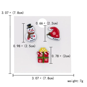 Detaillierte Größenangaben für das 3-teilige Weihnachtsset mit Schneemann Emaille-Broschen