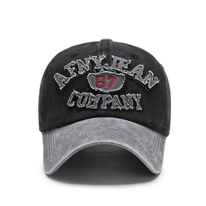 Casquette de baseball délavée vintage avec broderie AFNY 67 et bord courbé usé pour hommes et femmes