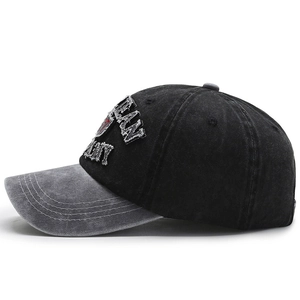 Casquette de baseball vintage délavée avec visière contrastée et broderie 3D rétro